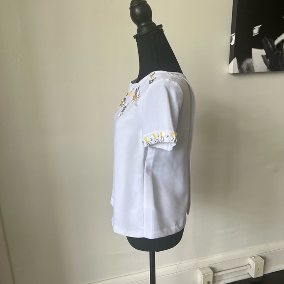 Banana Republic Pineapple beaded Blouse White XXS - Picture 5 of 9